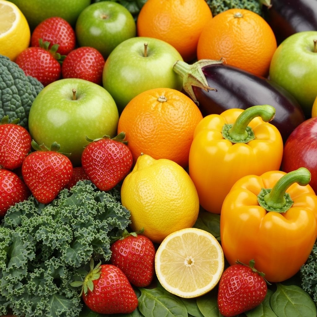 Healthy food representing vitamin sources